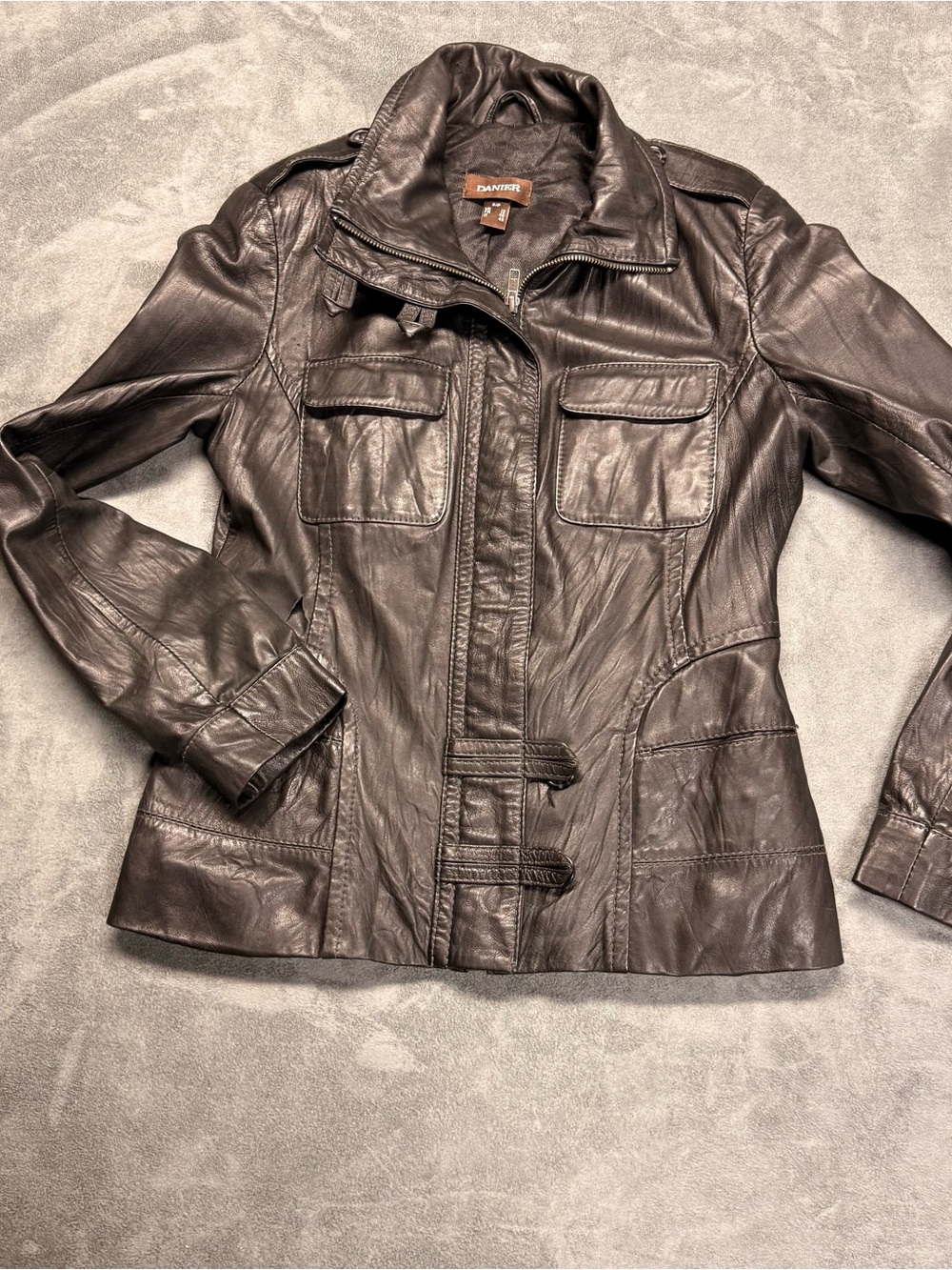 Danier Women's Y2K Black Leather Utility Jacket